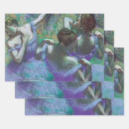 Blue Dancers by Edgar Degas Vintage Impressionism Wrapping Paper Sheets
