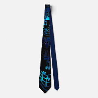 Blue dancing Music Notes Tie