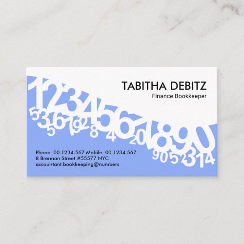 Blue Dancing Numbers Wave Bookkeeping Business Card