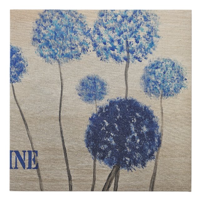 Blue Dandelion Dreams Imagination Art Faux Canvas Print (Front)