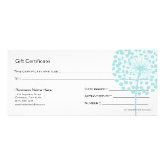 Blue Dandelion Flower Gift Certificate Design 4