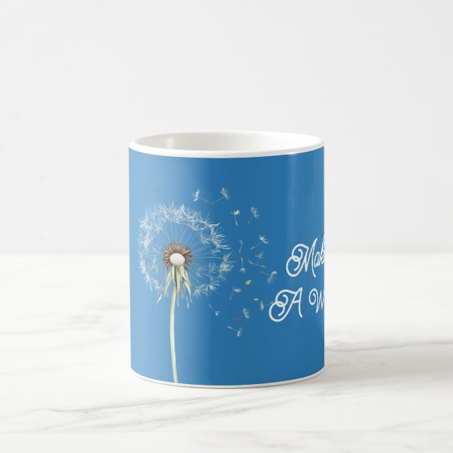 Blue Dandelion Flower Wish Coffee Mug (Center)