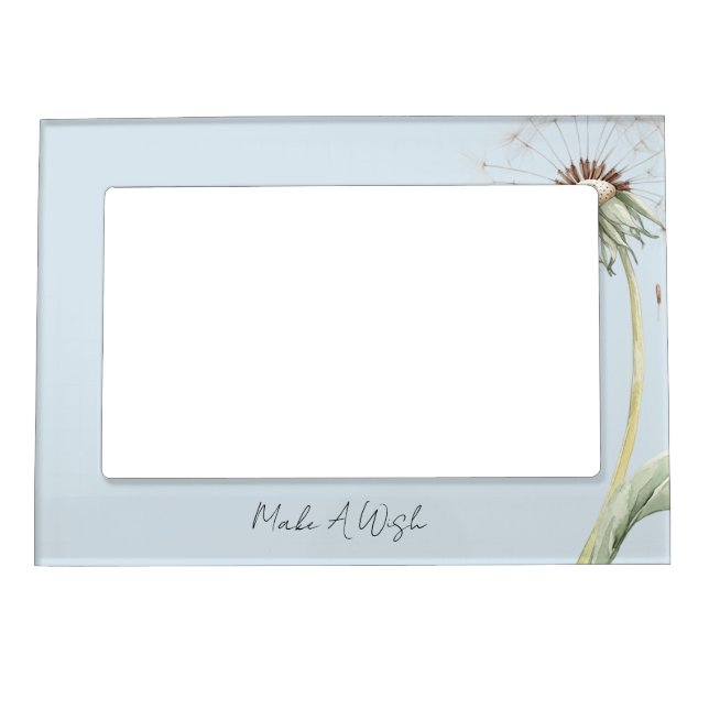 Blue Dandelion Flower Wish Magnetic Frame (Front)