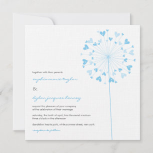 Blue Dandelion Flowers Love Wedding Invitation