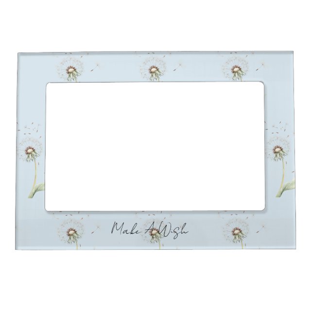 Blue Dandelion Flowers Wish Magnetic Frame (Front)