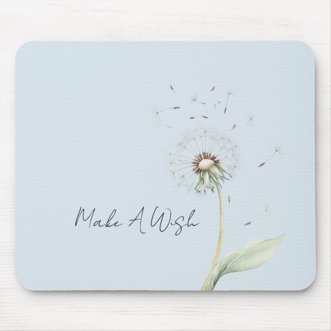 Blue Dandelion Flowers Wish Mouse Pad (Front)