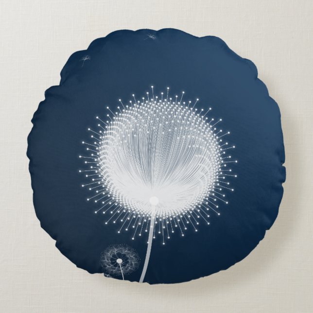 Blue Dandelion Fluff Decorative Throw Pillow   (Front)