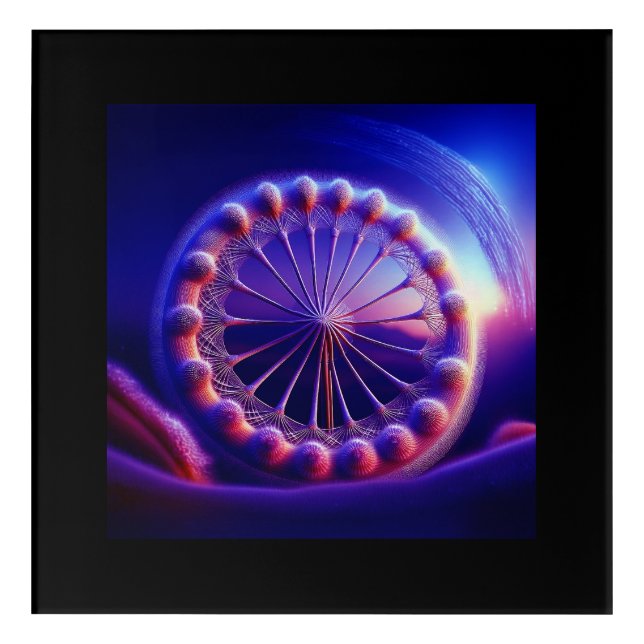 Blue Dandelion Fractal Acrylic Print (Front)