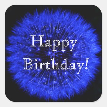 Blue Dandelion Happy Birthday Sticker by ggbythebay at Zazzle