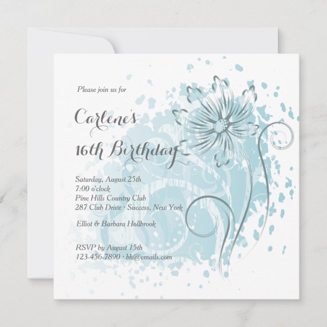 Blue Dandelion Invitation (Front)