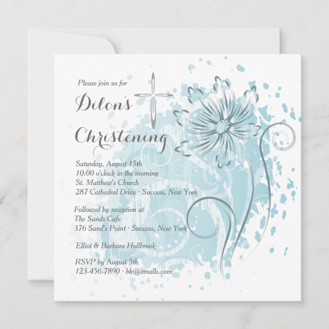 Blue Dandelion Invitation (Front)