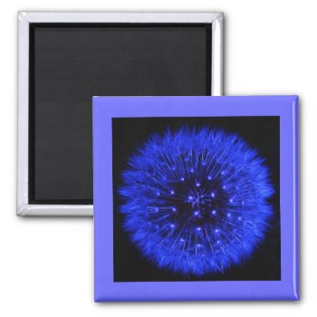 Blue Dandelion Puff Design Magnet by ggbythebay at Zazzle