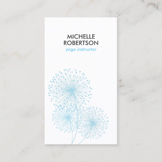 BLUE DANDELIONS YOGA TEACHER, YOGA INSTRUCTOR BUSINESS CARD (Front)