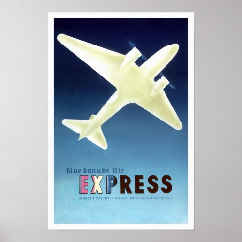 Blue Danube Air Express Vintage Poster 1936