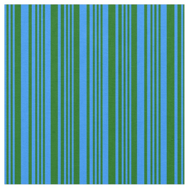 Blue & Dark Green Lines Pattern Fabric (Close Up)