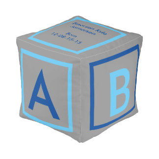 Blue  Dark grey   ALPHABET  blocks baby girl Pouf