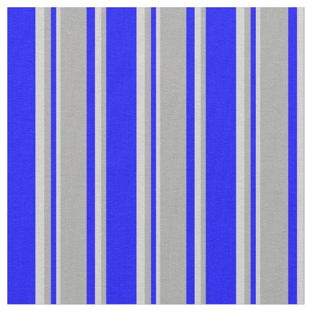 Blue, Dark Grey, and Light Grey Stripes Fabric (Close Up)