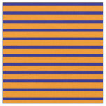 [ Thumbnail: Blue & Dark Orange Lined/Striped Pattern Fabric ]