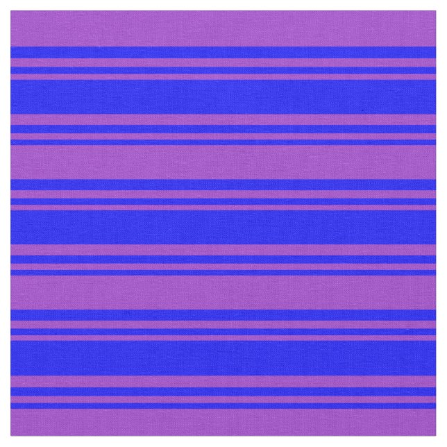 Blue & Dark Orchid Lined Pattern Fabric (Close Up)