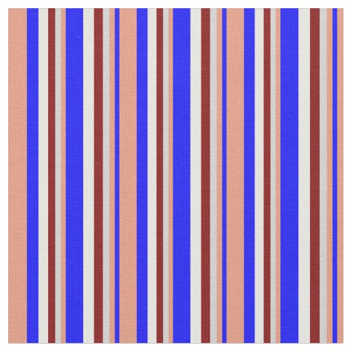 Blue, Dark Salmon, Light Grey, Maroon & White Fabric