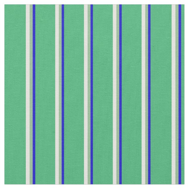 Blue, Dark Sea Green, Light Yellow, and Sea Green Fabric (Close Up)