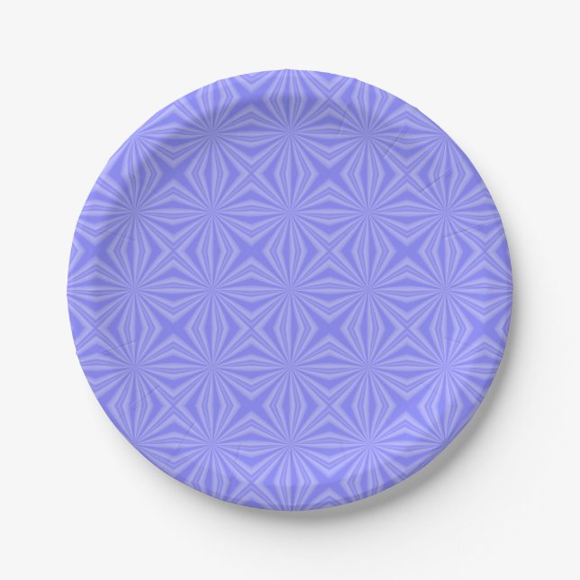 Blue Dark Squiggly Squares Paper Plates (Front)