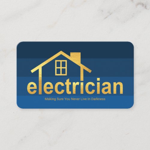 Blue Darkness Gold Electrician Home Business Card