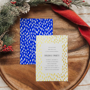 Blue Dashingly Golden Holiday Party Gold Foil Invitation