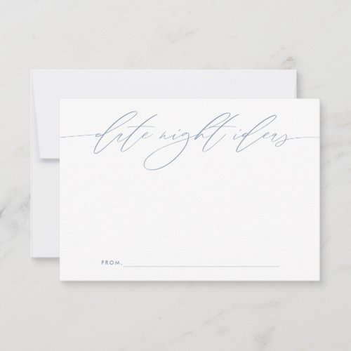 Blue Date Night Ideas Newlywed Keepsake Card