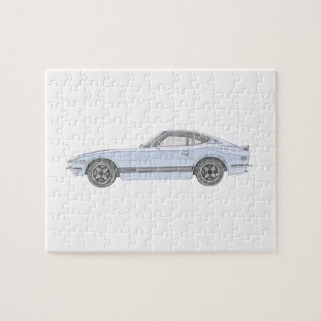 Blue Datsun 240Z Pencil Style Rendering Jigsaw Puzzle (Horizontal)