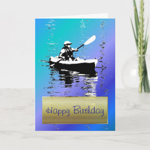 Blue Day Kayak Happy Birthday Card