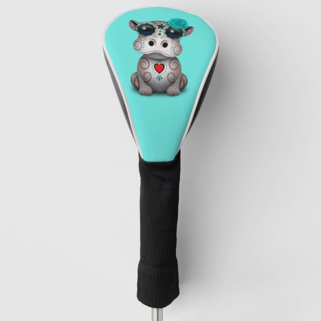 Blue Day of the Dead Baby Hippo Golf Head Cover (Front)
