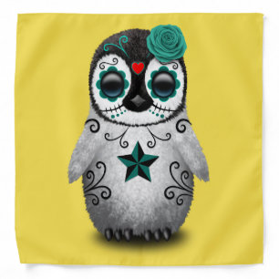 Blue Day of the Dead Baby Penguin Bandana