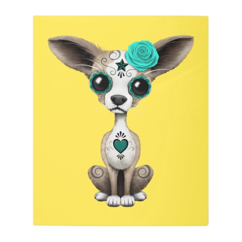 Blue Day of the Dead Chihuahua Metal Print