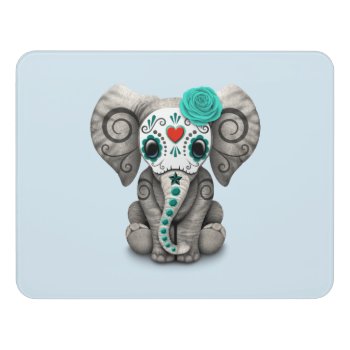 Blue Day Of The Dead Elephant Door Sign by crazycreatures at Zazzle