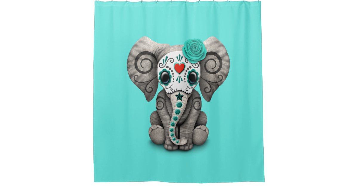 Dead Elephant Shower Curtain, Blue Elephant Shower Curtain