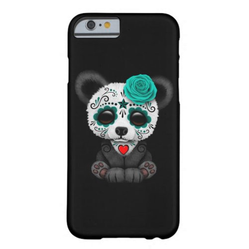 Blue Day of the Dead Sugar Skull Panda on Black Barely There iPhone 6 Case