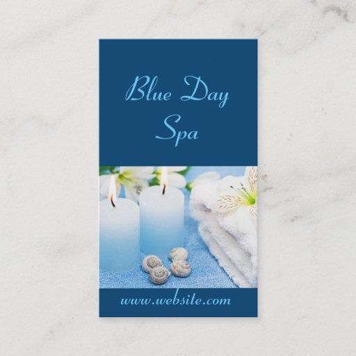 Customizable Blue Day Spa Business Card