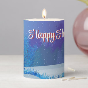 Blue Day with Reindeer Pillar Candle