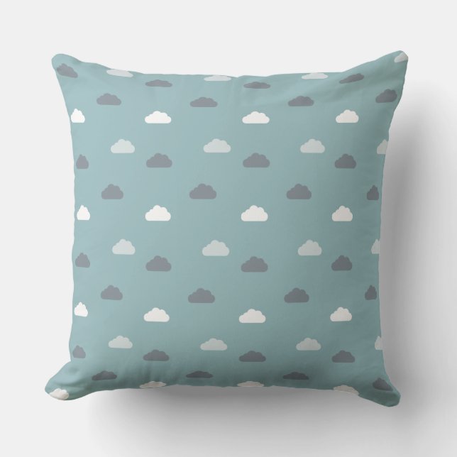 Blue Days Cloud Pattern Throw Pillow (Front)