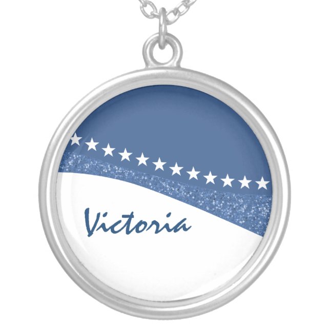 Blue Dazzling Star Curves Necklace (Front)