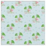 Blue Deck The Palms Tropical Christmas Santa Flami Fabric