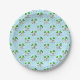 Blue Deck The Palms Tropical Christmas Santa Flami Paper Plates