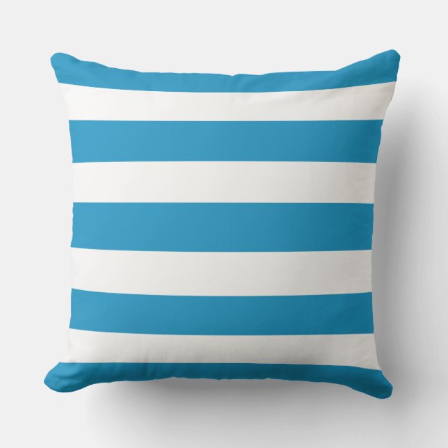 Blue Deckchair Stripes Throw Pillow (Front)
