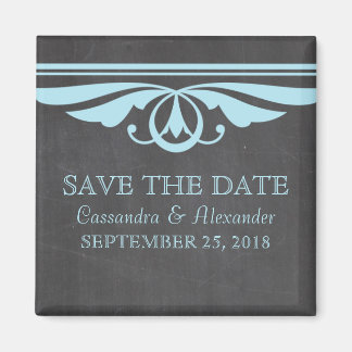 Blue Deco Chalkboard Save the Date Magnet