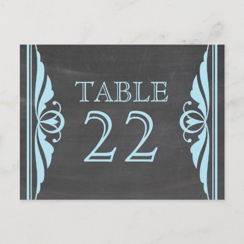 Blue Deco Chalkboard Table Number Postcard