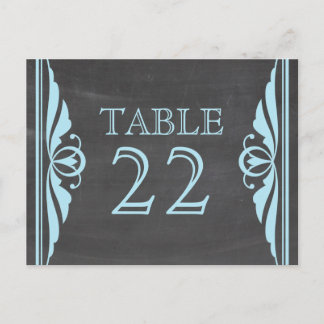 Blue Deco Chalkboard Table Number Postcard