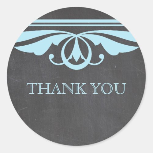 Blue Deco Chalkboard Thank You Stickers