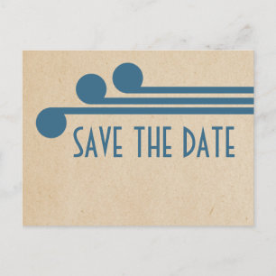 Blue Deco Chic Save the Date Postcard