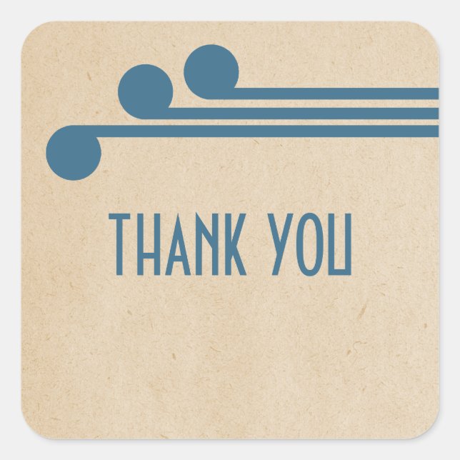 Blue Deco Chic Thank You Stickers (Front)